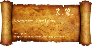 Kocsner Mariann névjegykártya